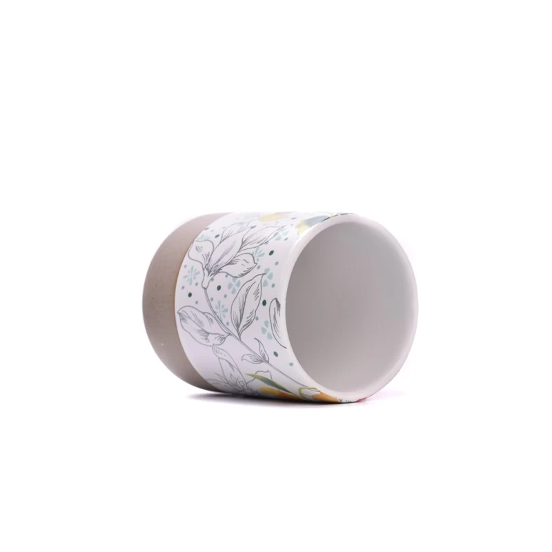  Custom printed handmade ceramic candles container Wholesale