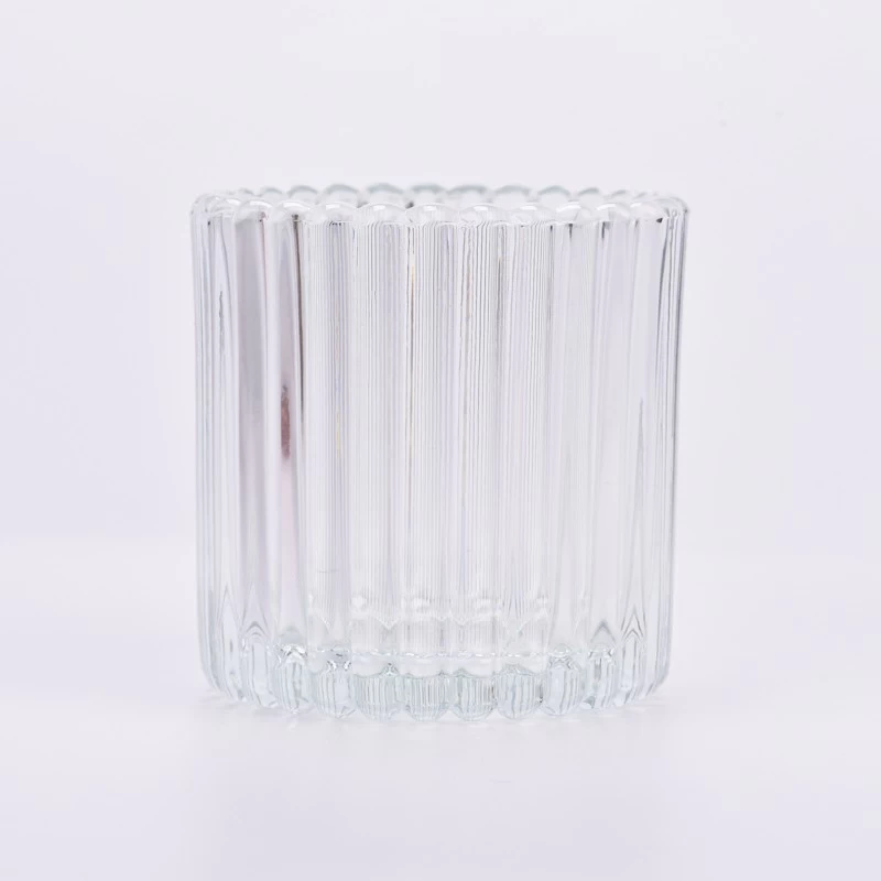 Ribbed Glass Candle Vessels Transparent Glass Candle Container 