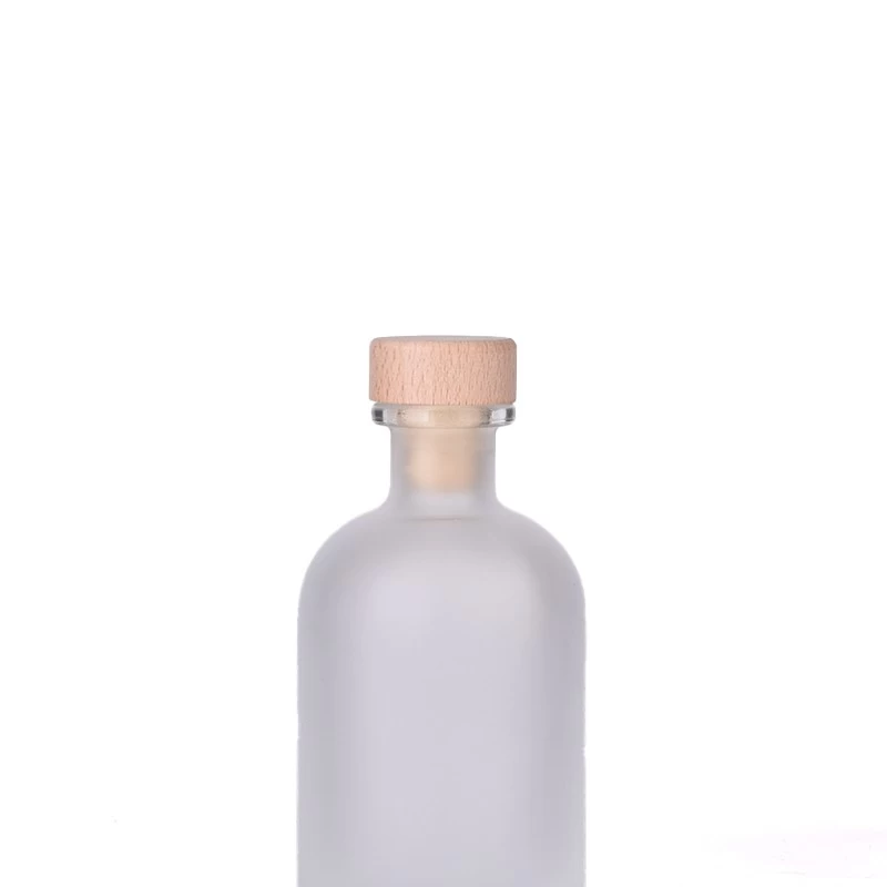 9oz glass frosted diffuser reed bottle with wooden cork