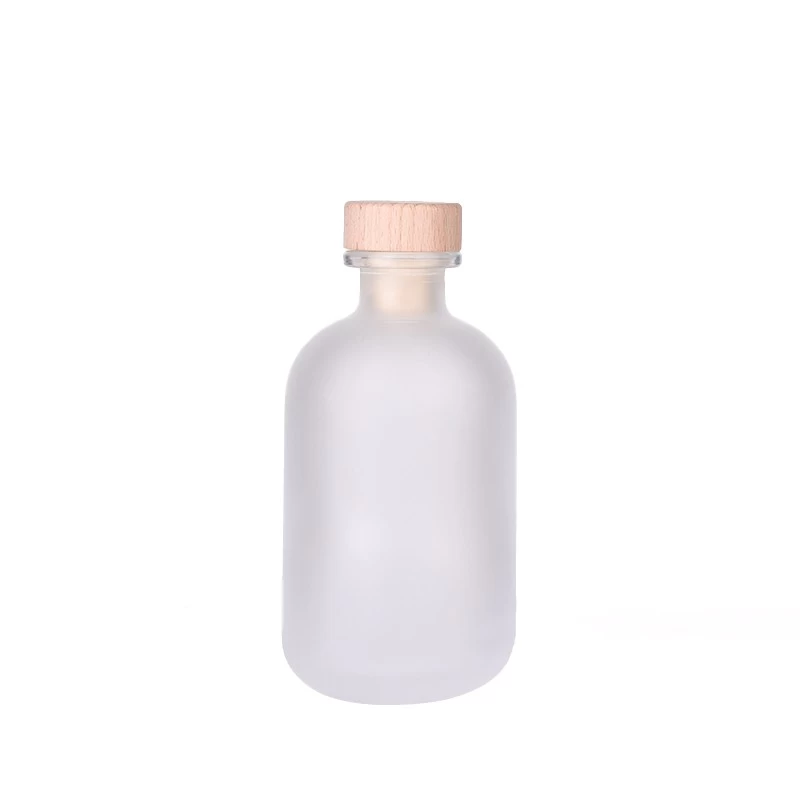9oz glass frosted diffuser reed bottle with wooden cork