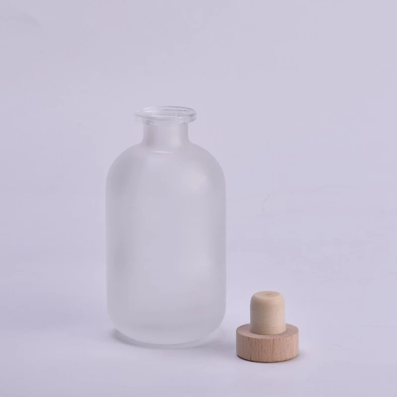 9oz glass frosted diffuser reed bottle with wooden cork