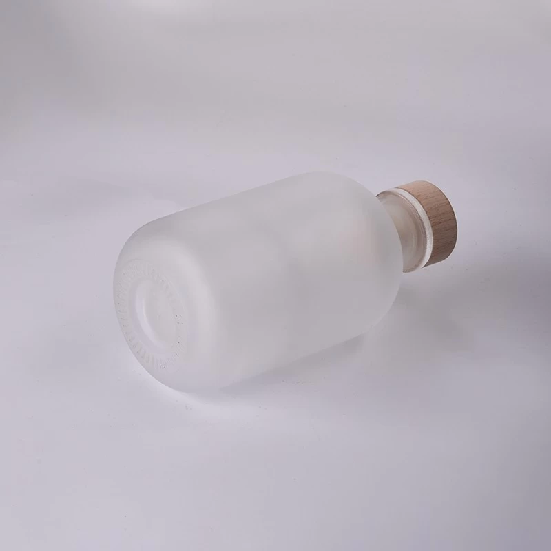 9oz glass frosted diffuser reed bottle with wooden cork