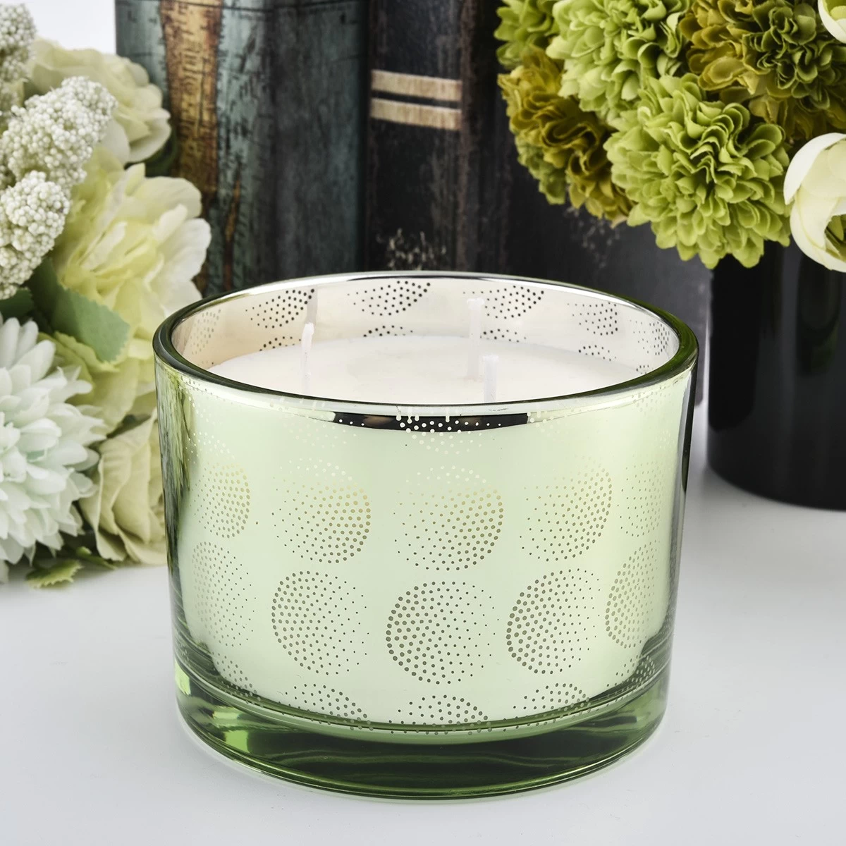 Beautiful Laser Engraved Glass Candle Jars Customized Glass Candle Vessels
