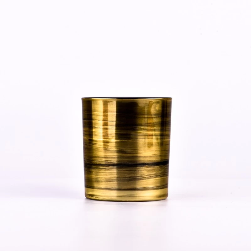 Wholesale gold luxury glass candle jars for home decoration