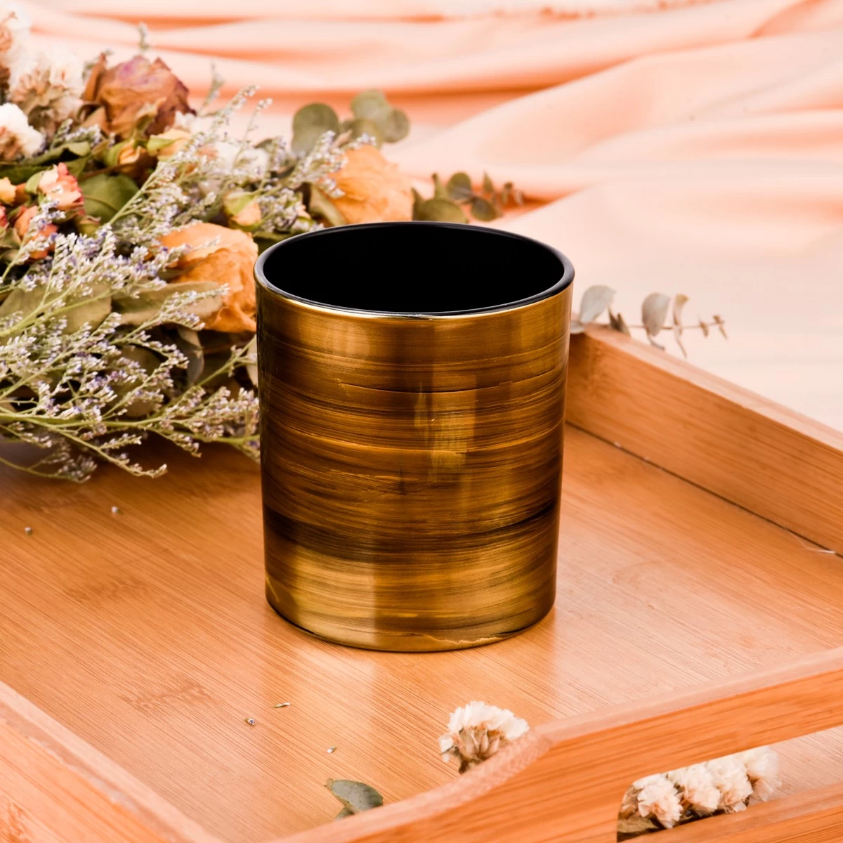 Wholesale gold luxury glass candle jars for home decoration