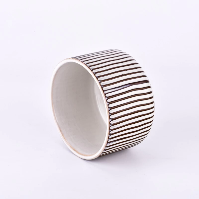 Deboss pattern ceramic candle bowl for home wax 