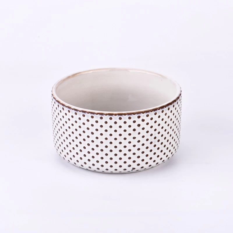 Deboss pattern ceramic candle bowl for home wax 