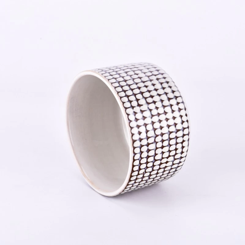 Deboss pattern ceramic candle bowl for home wax 