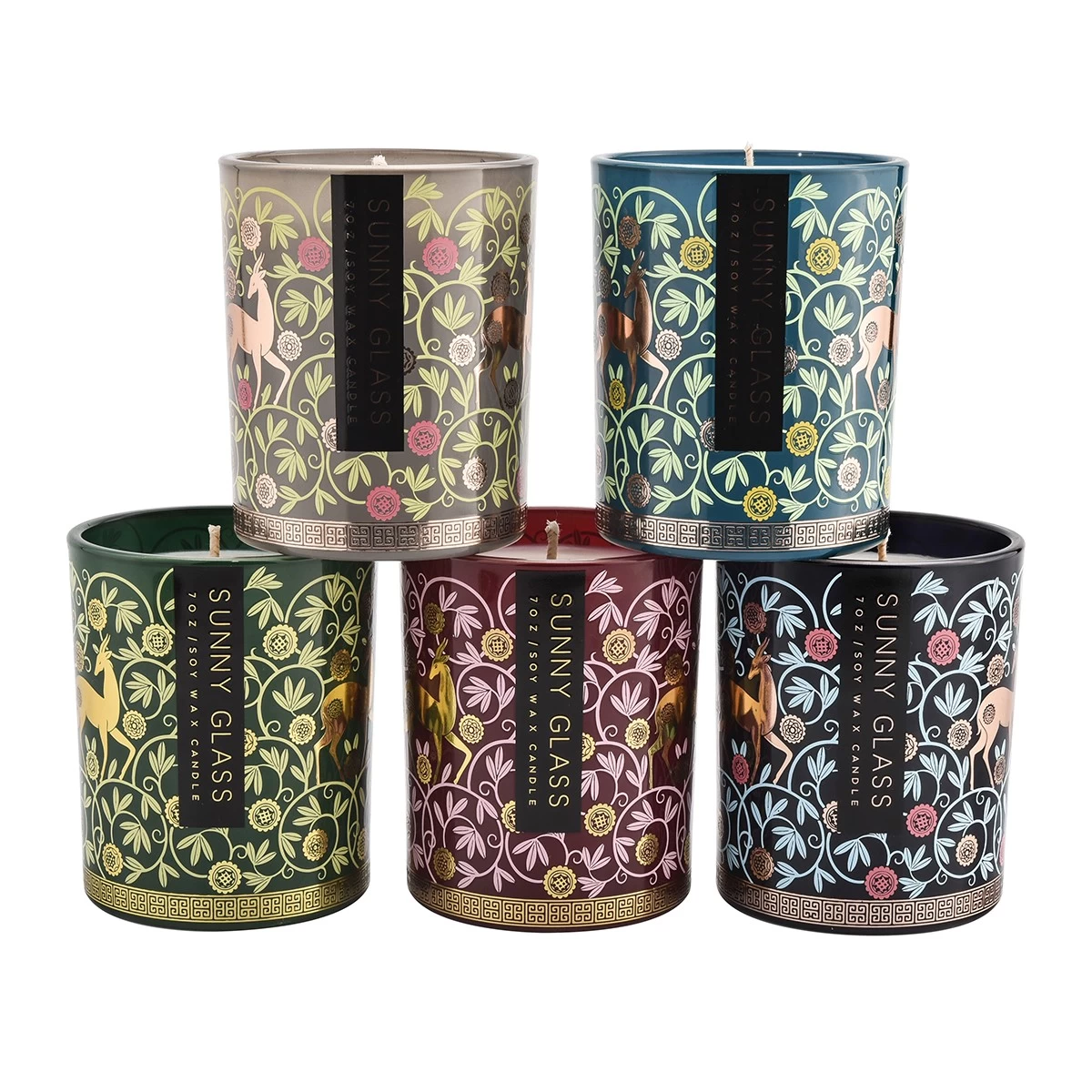 Custom Luxury Decal Printing Glass Candle Jars 300ml Glass Candle Vessels