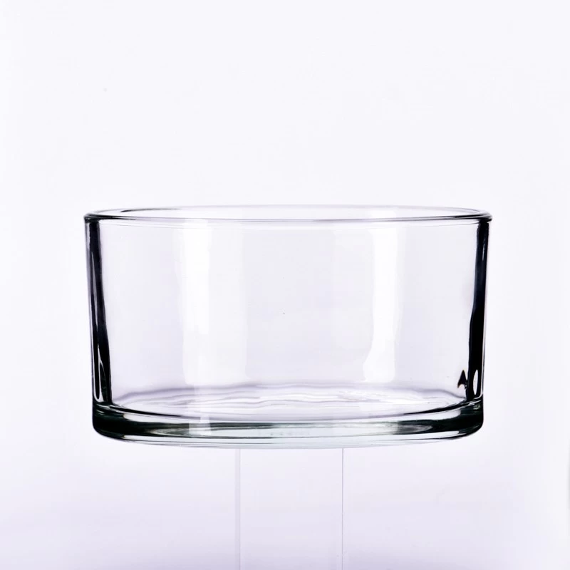 Wholesale 650ml 730ml custom oval shape  glass candle holder for scented candle jars with glass lid 