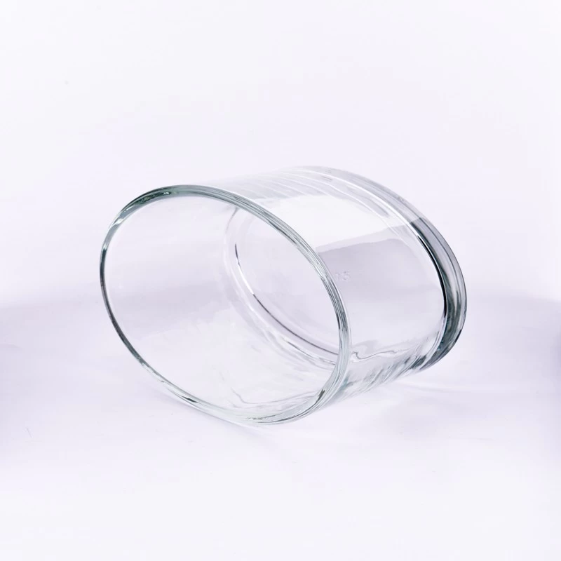 Wholesale 650ml 730ml custom oval shape  glass candle holder for scented candle jars with glass lid
