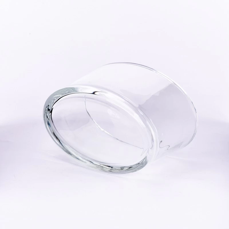 Wholesale 650ml 730ml custom oval shape  glass candle holder for scented candle jars with glass lid