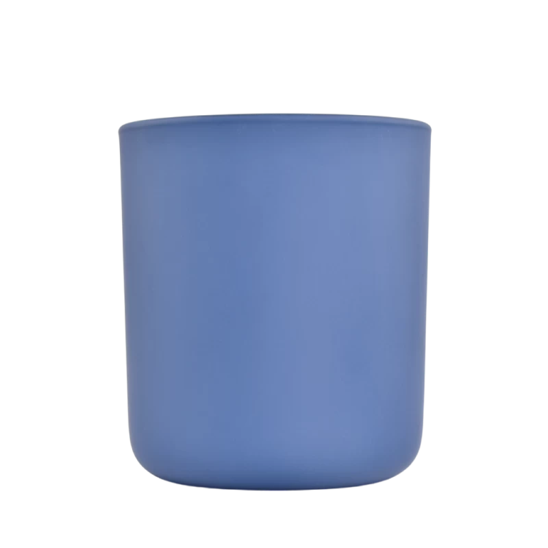 China Wholesale blue frosted glass candle jar diffuser bottle for home decoration manufacturer