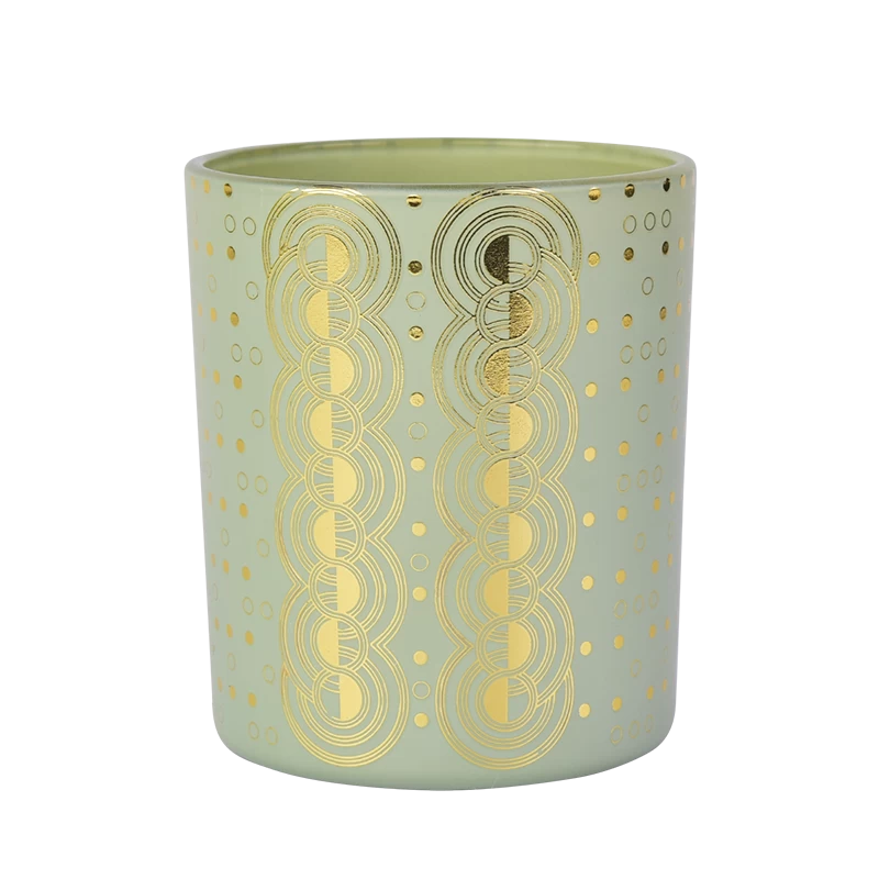 Luxury Gold Printing Glass Candle Jars For Home Decoration Gold Decal Glass Candle Vessels