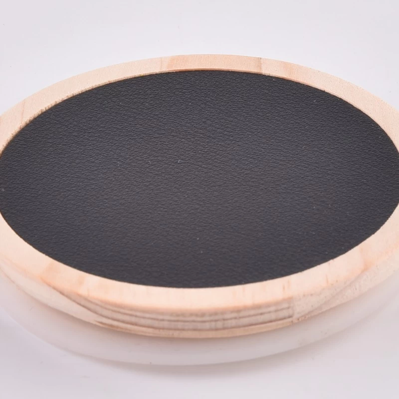 tutup lilin kayu kulit vegan hitam mewah
