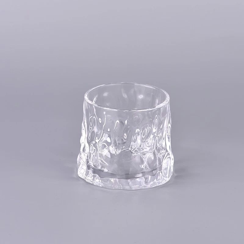 glacier pattern glass vessel with wide bottom