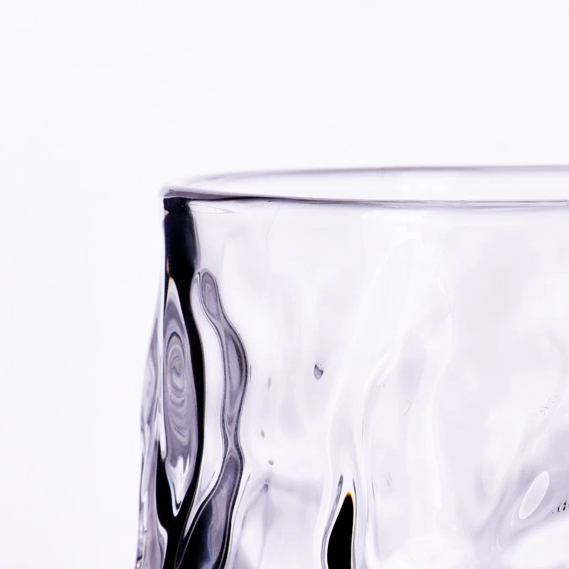 glacier pattern glass vessel with wide bottom