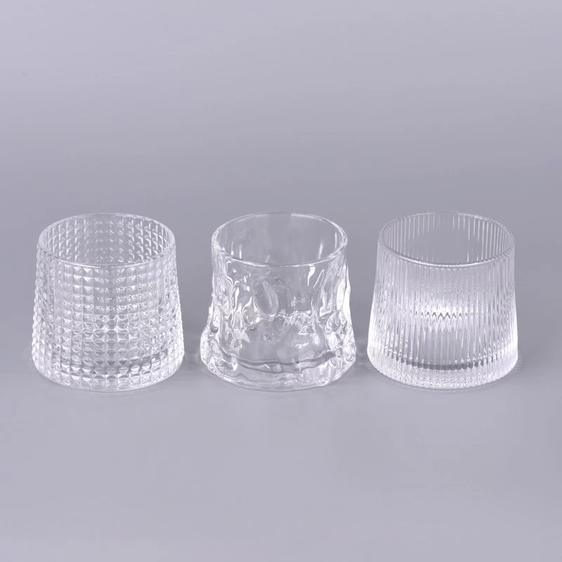 glacier pattern glass vessel with wide bottom
