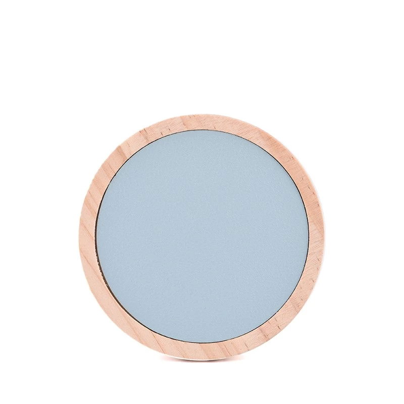 luxury wood candle lid with blue decoration