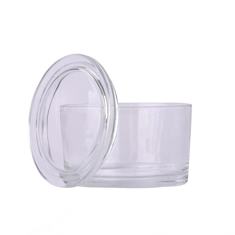 hot sales 3 wicks glass candle jar with glass lid