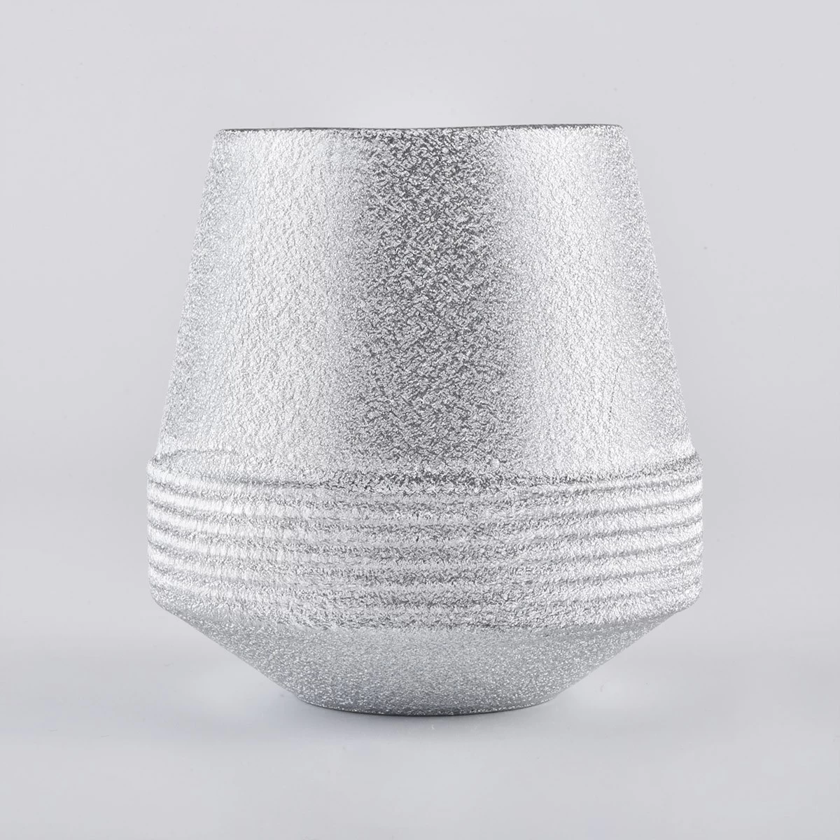 Silver Ceramic Candle Vessels For Christmas Decoration