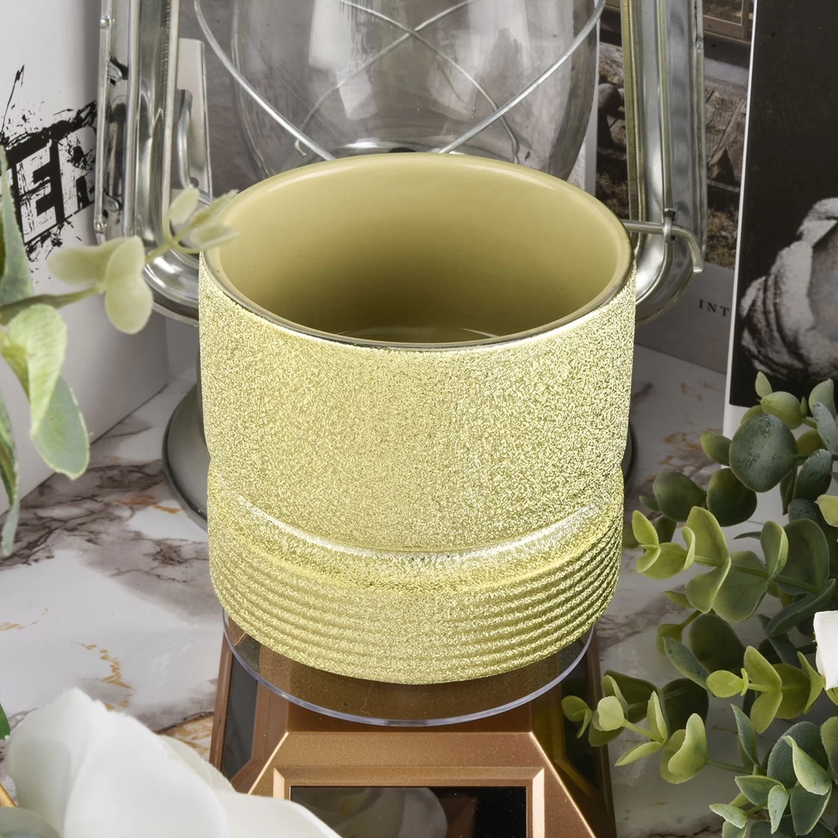 Unique Gold Ceramic Candle Vessels For Party Decoration