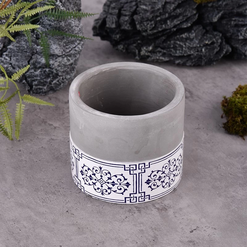 home decor 14oz concrete candle jar with hand paint artwork