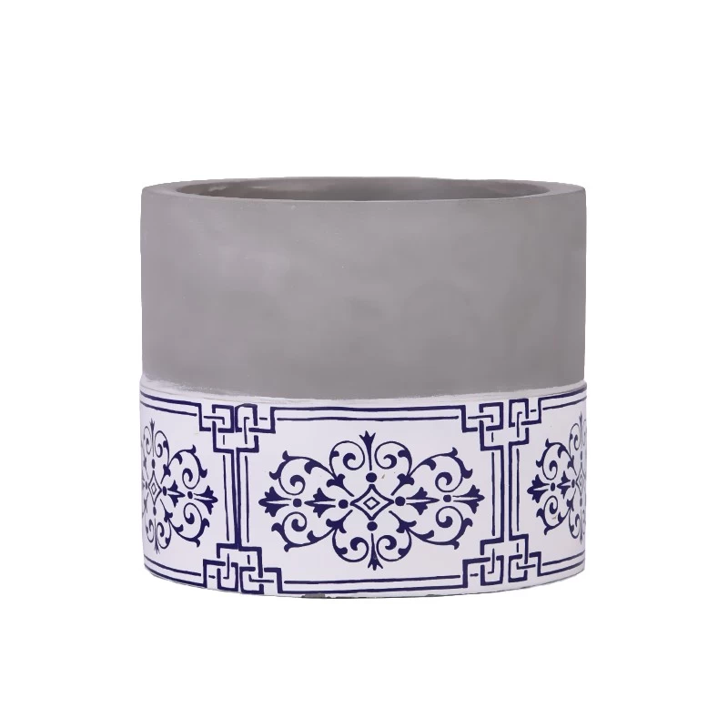 home decor 14oz concrete candle jar with hand paint artwork