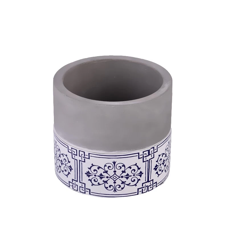 home decor 14oz concrete candle jar with hand paint artwork