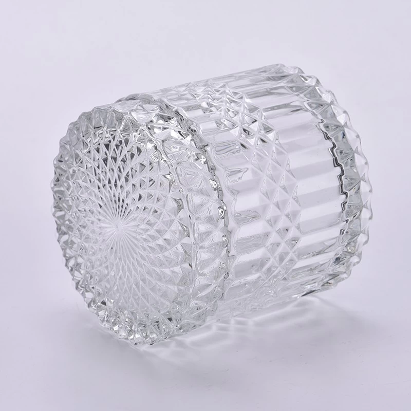 Wholesale 12oz diamond crystal glass candle jar with lid for home decor