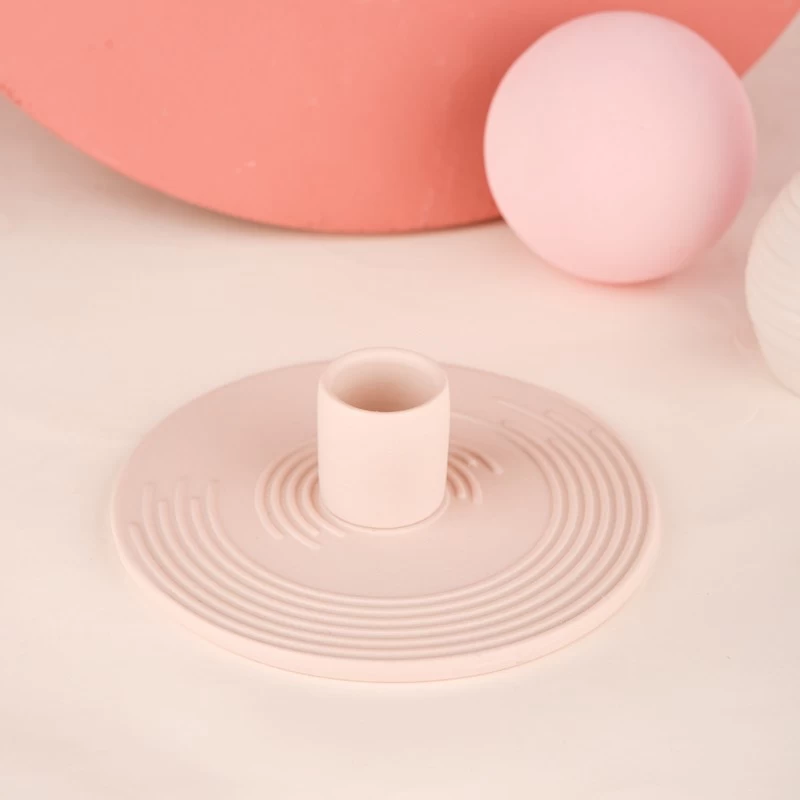 luxury pink ceramic simple candle stick holder