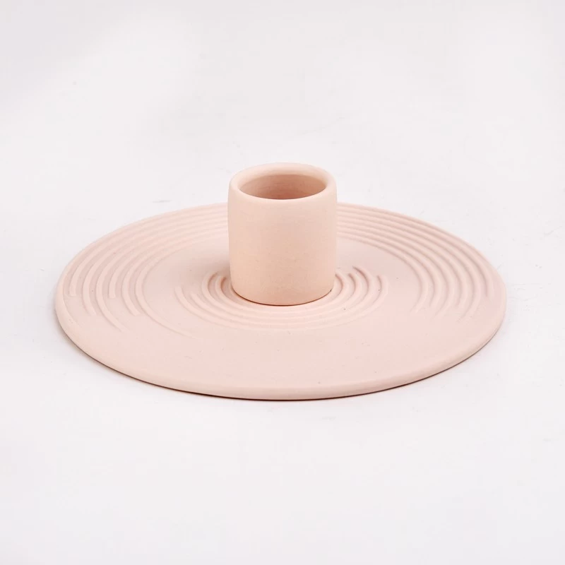 luxury pink ceramic simple candle stick holder