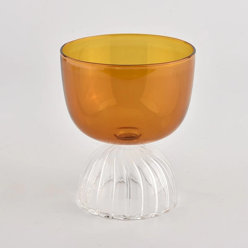 luxury decorative borosilicate glass candle holder with stand 