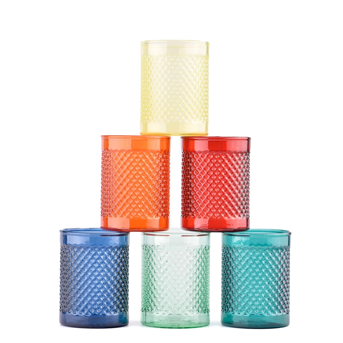 Red Glass Candle Jars For Holiday Decoration Empty Glass Candle Vessels