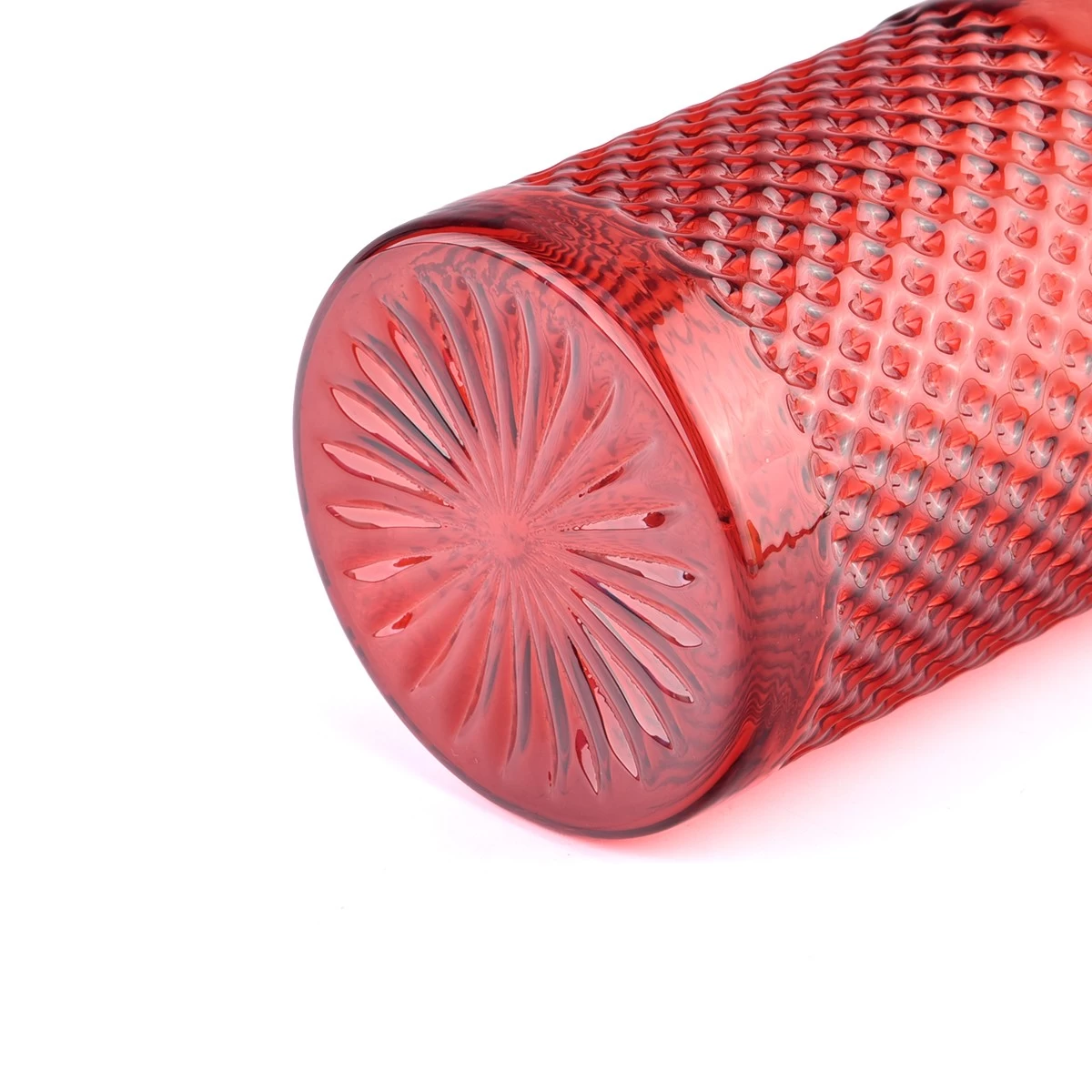 Red Glass Candle Jars For Holiday Decoration Empty Glass Candle Vessels