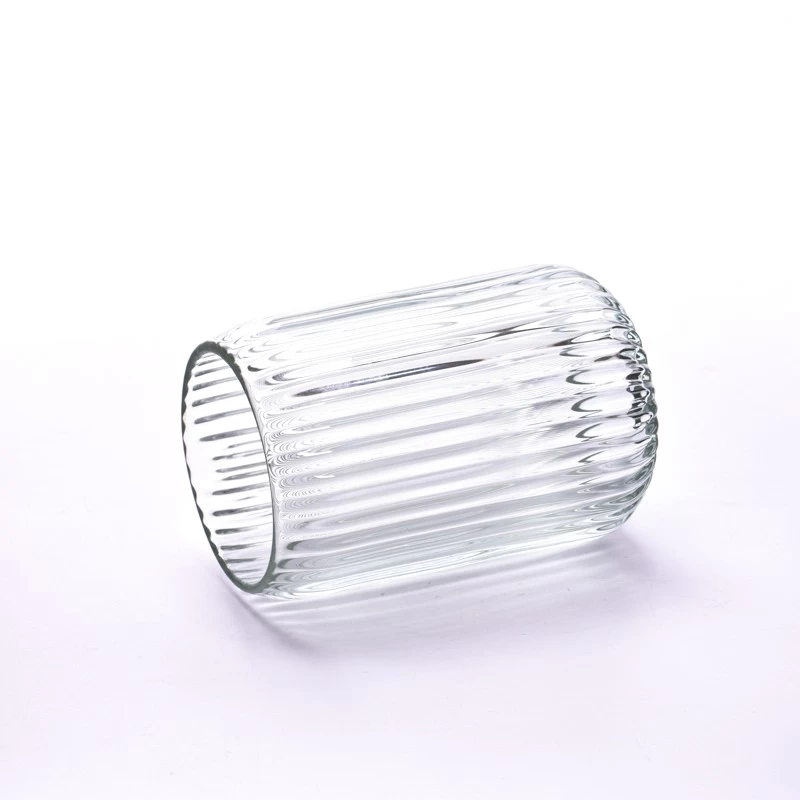 Wholesale 370ml customc pattern transparent glass candle jar for wedding