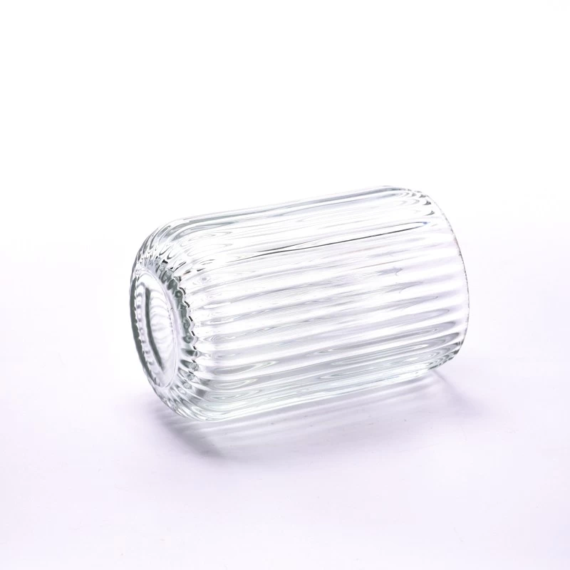 Wholesale 370ml customc pattern transparent glass candle jar for wedding