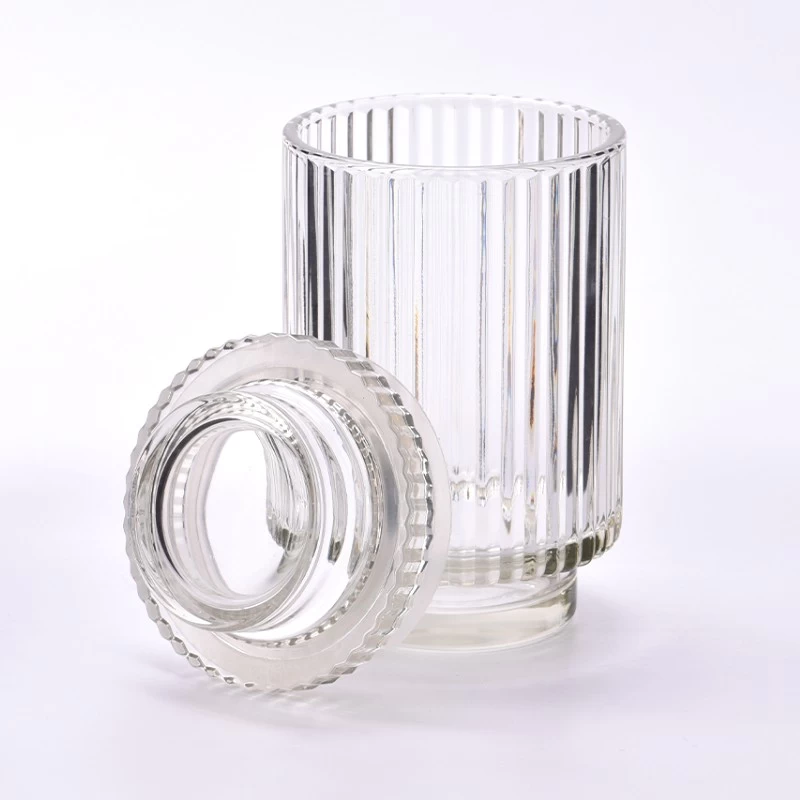 Wholesale 22oz high striped glass candle jars with lids