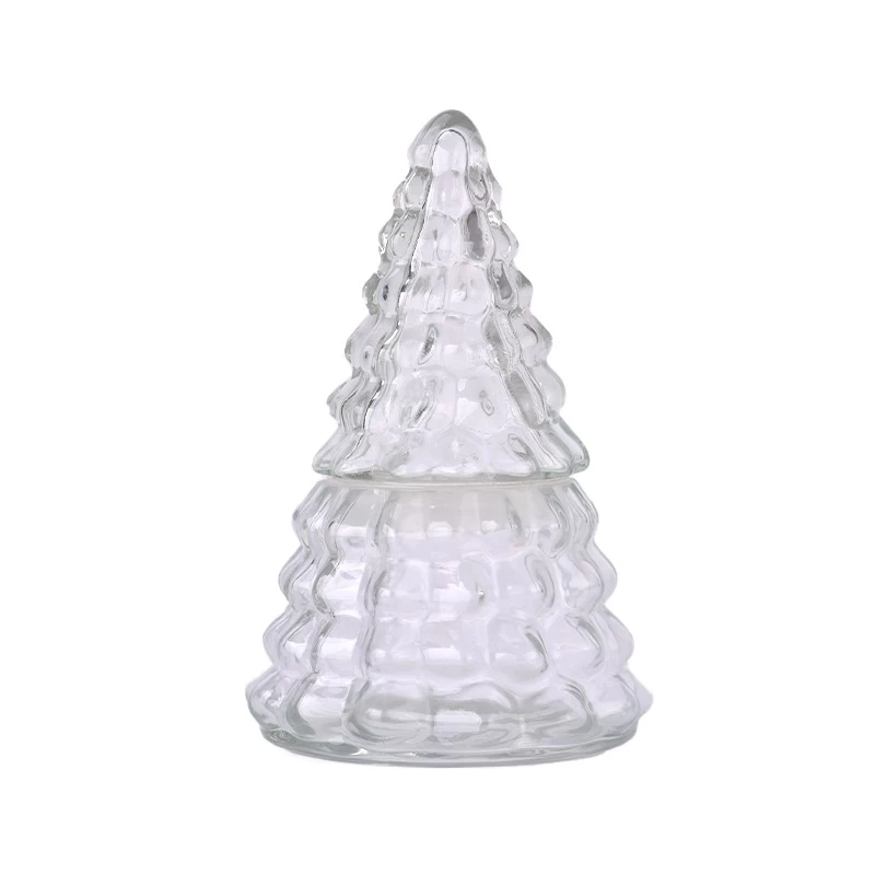 Christmas tree glass candle jars and lids for scent candle 