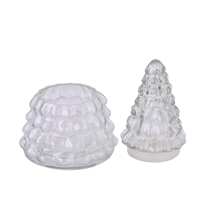 Christmas tree glass candle jars and lids for scent candle 
