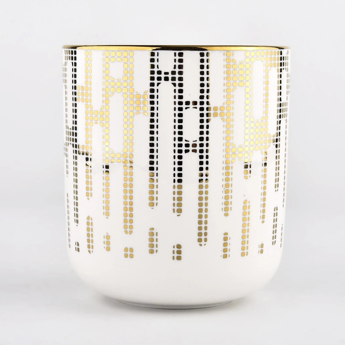 luxury gold pattern round ceramic candle holder