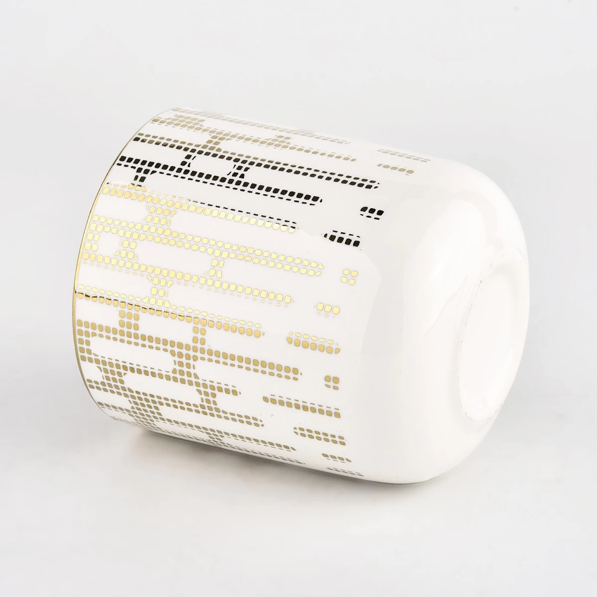 luxury gold pattern round ceramic candle holder