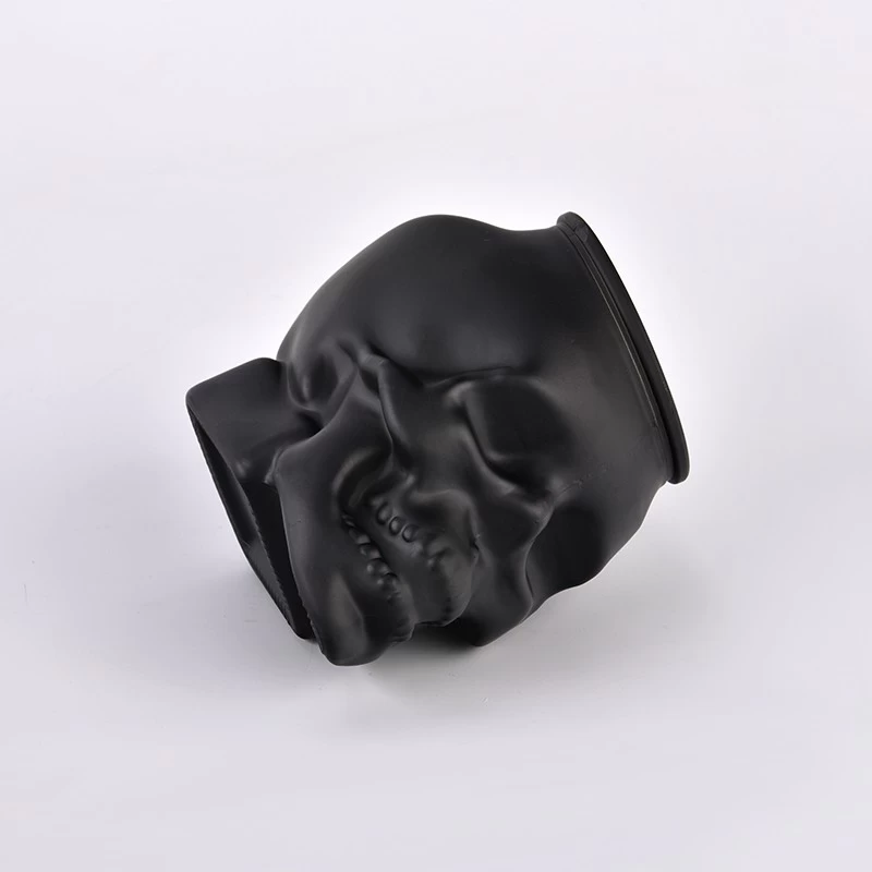 holiday matte black skull glass candle holder candle jar