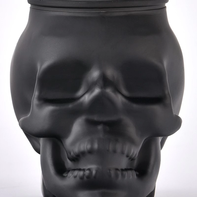 holiday matte black skull glass candle holder candle jar