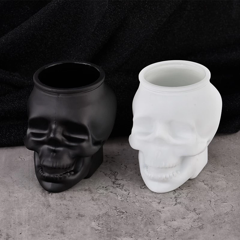 hot sales white color skull glass candle jar