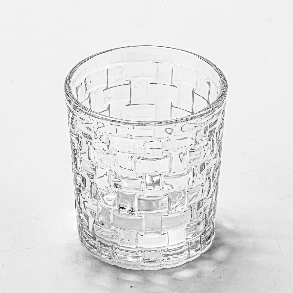 hot sales woven embossed pattern glass candle jar