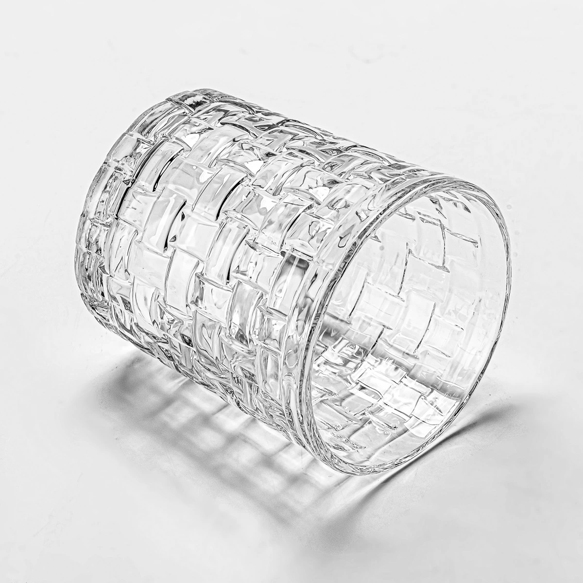 hot sales woven embossed pattern glass candle jar