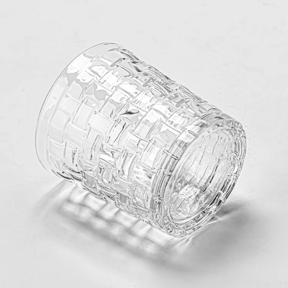 hot sales woven embossed pattern glass candle jar