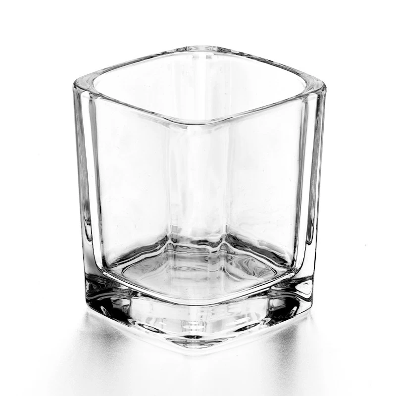 Luxury Square Glass Candle Holders 8oz Square Glass Candle Jar Wholesale
