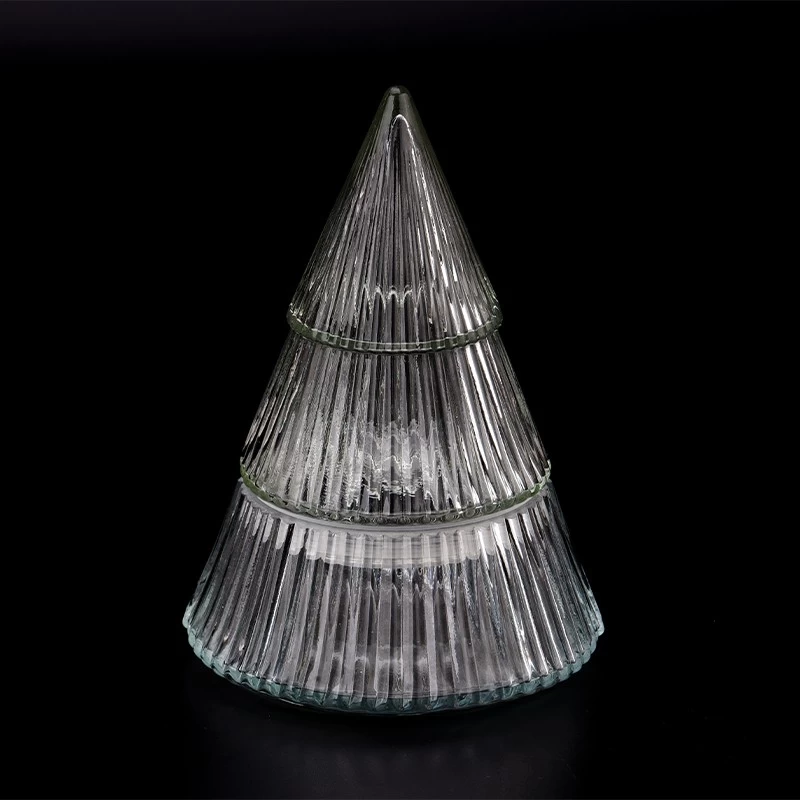 330ml 9oz Christmas Tree Glass Candle Vessel With Lids Christmas Party Decoration